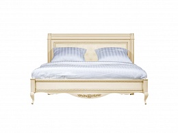 Кровать с мягкой спинкой Неаполь (Ваниль / Патина золотая)