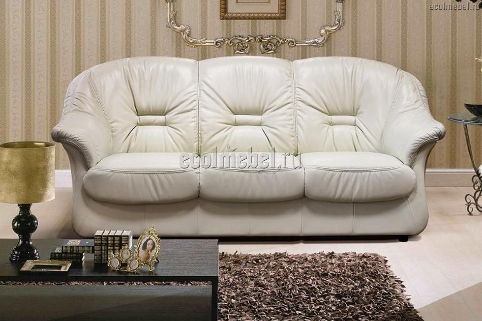 Белый диван в коже
