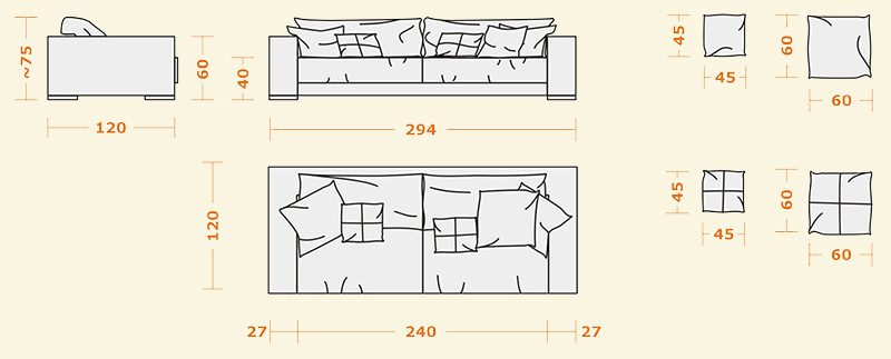 Трехместный диван PHANTOM Modern в ткани