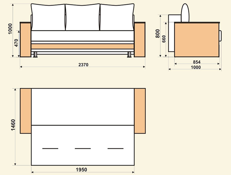 Размер дивана