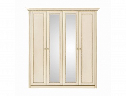 Шкаф четырехдверный с зеркалами Палермо (Ваниль / Патина золотая)
