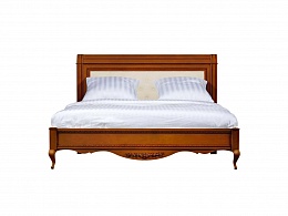 Кровать с мягкой спинкой Неаполь (Янтарь / Патина коричневая)