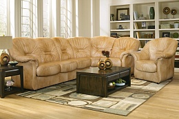 Кожаный комплект мебели Омега (угловой диван + кресло)
