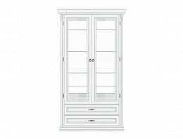 Шкаф-витрина двухдверная Палермо (Белый / Патина серебро)