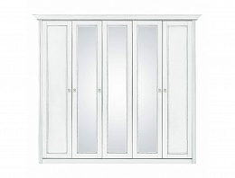 Шкаф пятидверный с зеркалами Палермо (Белый / Патина серебро)