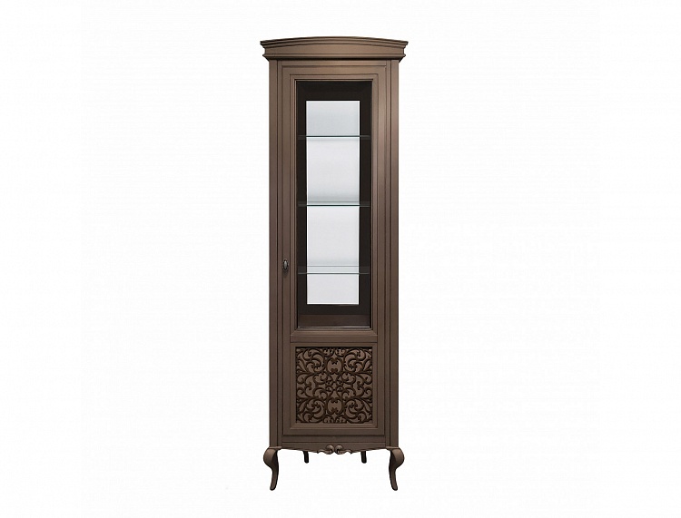 Шкаф с витриной Портофино (Кварц / Патина коричневая)