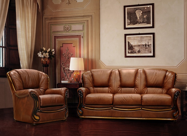 Трехместный кожаный диван Изабель 2 от магазина ЭколМебель