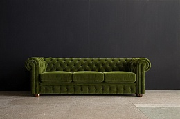 Трёхместный диван CHESTER Classic в ткани (зеленый)